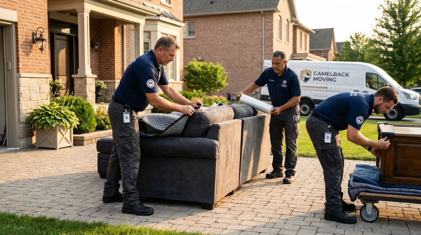 Large estate moving crew wrapping furniture in Cheyenne, OK